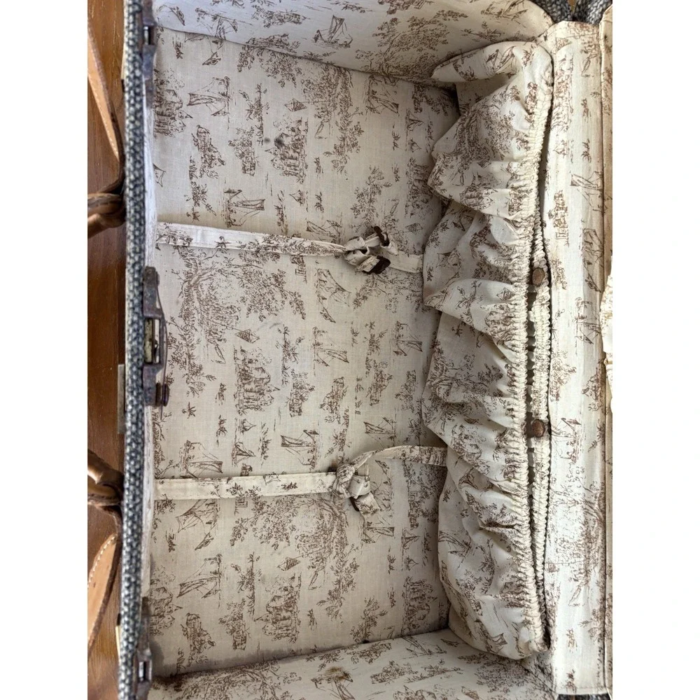 Vintage Hartmann Suitcase Walnut Tweed Leather Luggage⭐️21